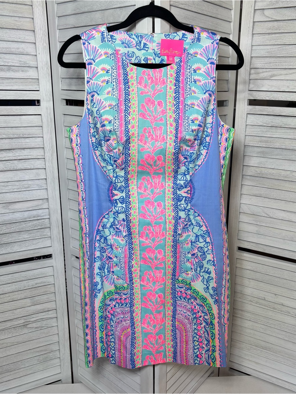 Lilly Pulitzer Sleeveless Shift Dress Women’s 10 Pink Blue Floral Print
